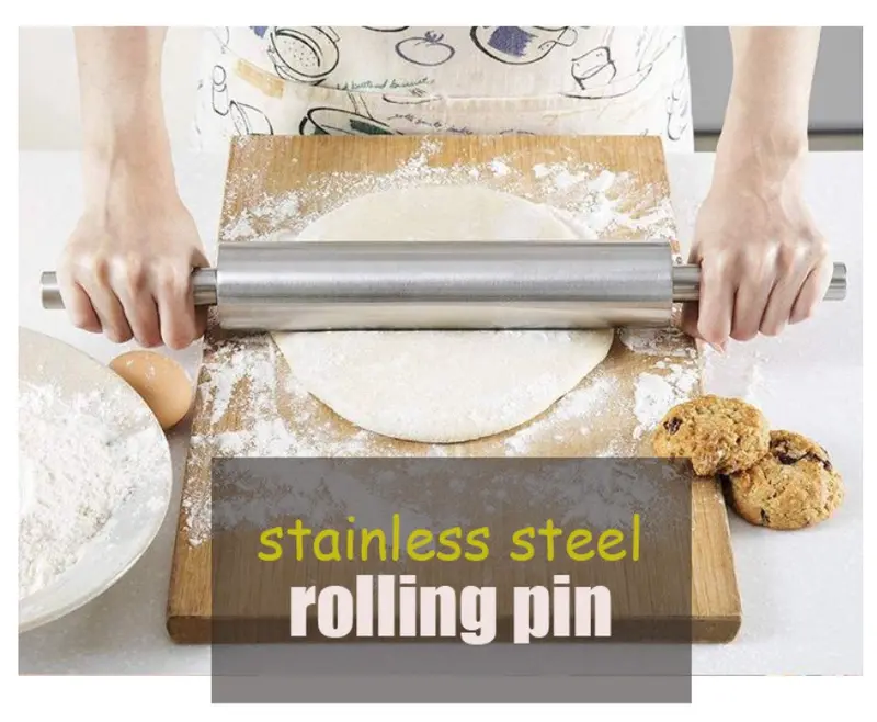 17-Inch Heavy-Duty Stainless Steel Rolling Pin For Fondant, Dough, And Pastry Work 1