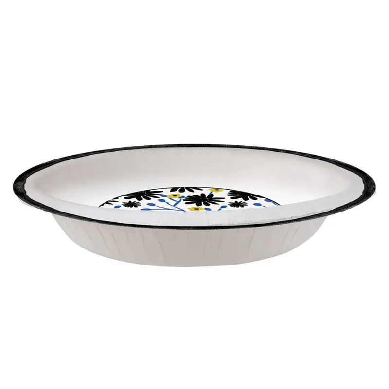 20 Oz Floral Indigo Disposable Paper Bowl 1