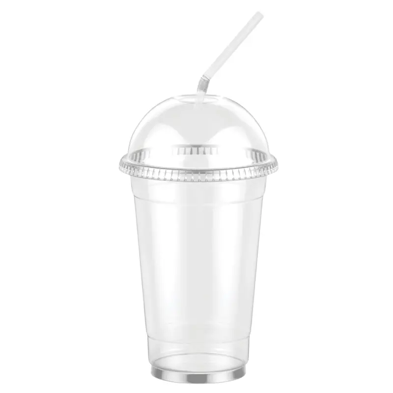 20Oz Clear Pet Cups Featuring Leak-Resistant Dome Lid & Straw 1