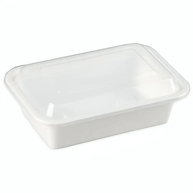 24 Oz Extra-Strong White Rectangular Plastic Meal Prep Container With Lid 1