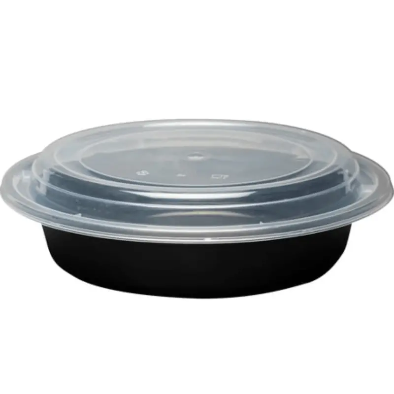 24 Oz Round Single-Compartment Meal Containers – Clear Lid, Plastic 1
