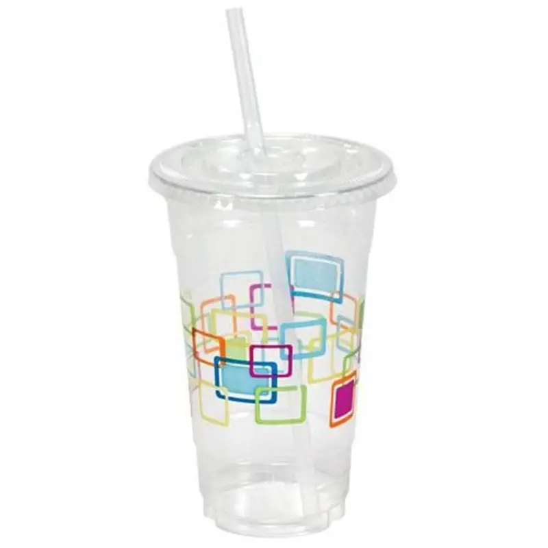 24Oz Decorative Pattern Plastic Cups With Lids And Straws 1