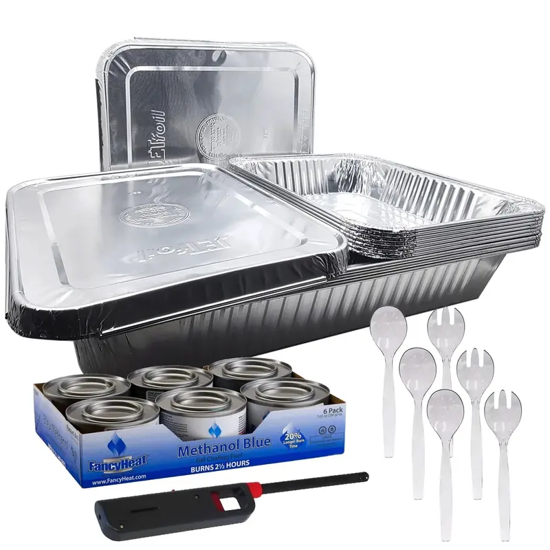 28-Piece Disposable Buffet Serving Kit – Aluminum Chafing Dish Refill Set (Racks Not Included) 1