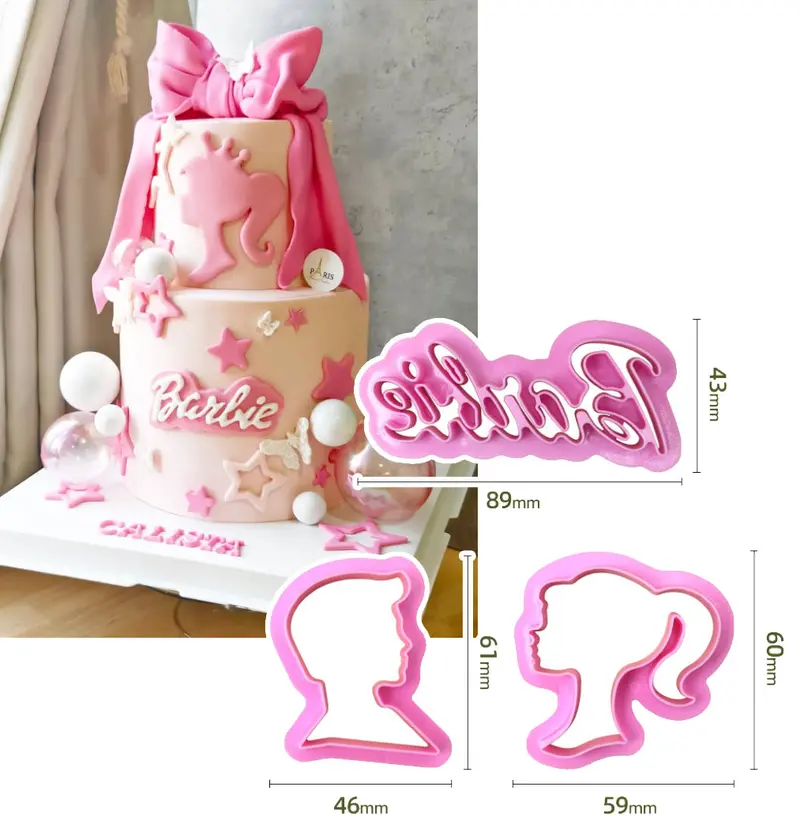 3-Piece Barbie-Shaped Fondant Cutters And Cake Molds 1