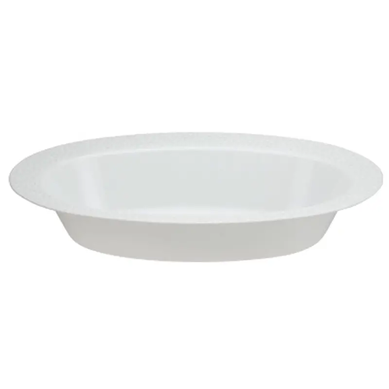 32 Oz White Pebbled Oval Plastic Serving Bowl 1