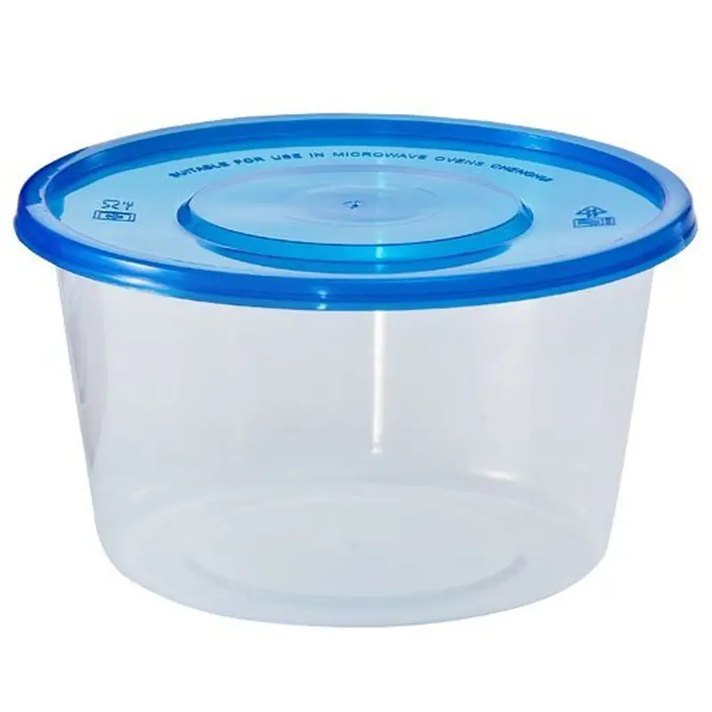 34 Oz Lightweight Blue Round Plastic Food Containers With Lids – 3-Pack 1