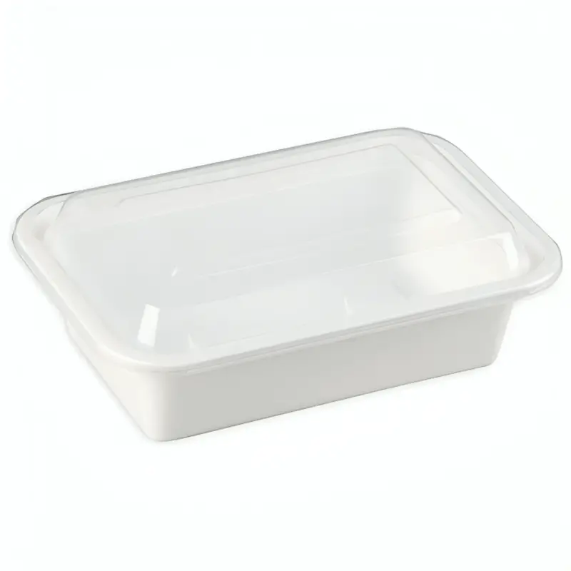 38 Oz Extra-Strong White Rectangular Plastic Meal Prep Container With Lid 1