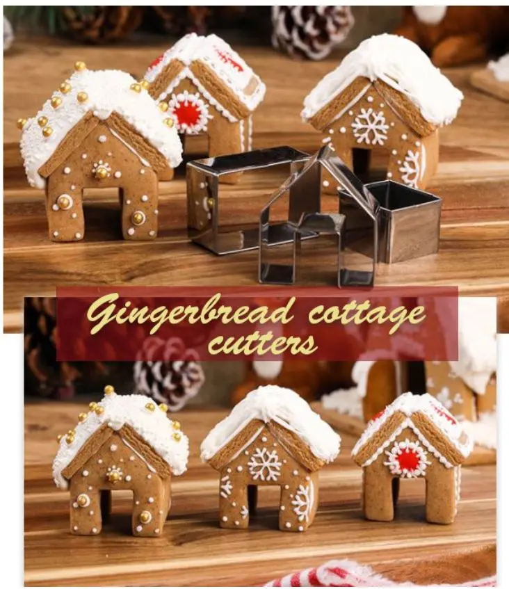 3D Mini Gingerbread House Cookie Cutter Set – Festive Christmas Biscuit Decorating Kit 1