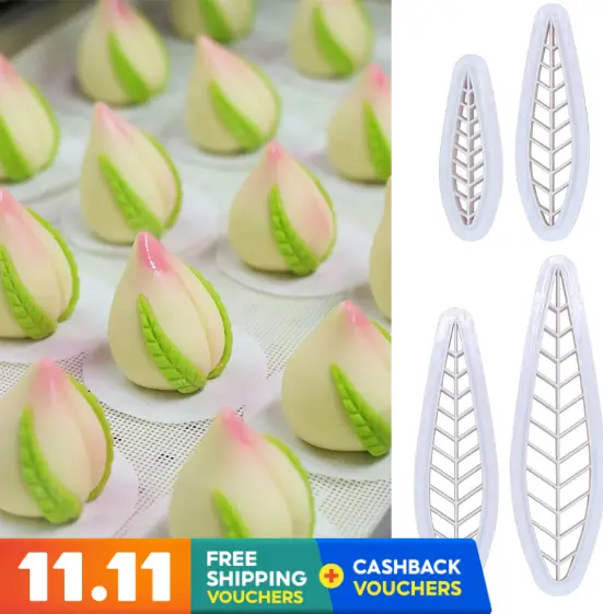 4-Piece Leaf-Shaped Fondant Cutters – Botanical Sugarcraft Tools For Cake & Pastry Detailing 1
