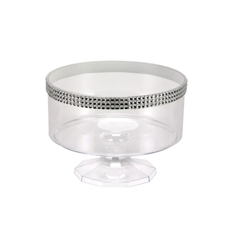 40 Oz Clear Plastic Trifle Bowl Featuring Jewel Detailing 1