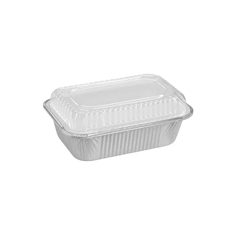 5.5" × 4" Disposable Oblong Aluminum Pan (1 Lb) With Dome Lid 1