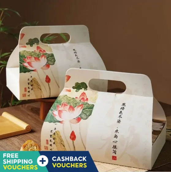 5-Pack Elegant Paper Basket Boxes – Takeaway Packaging For Mooncakes, Pastries & Lunar New Year Gifts 1