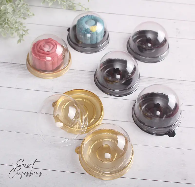 50-Pack Dome-Style Mooncake Boxes – Round, Clear Plastic Packaging Cases 1