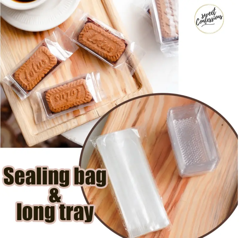 50-Pack Heat-Sealable Transparent Cookie Trays – Gold Bar & Pineapple Tart Packaging 1