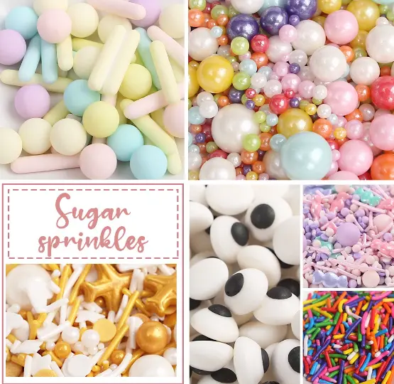 50G Edible Sprinkles Mix – Rainbow Sugar Pearls, Nonpareils & Glitter For Cupcakes & Desserts 1