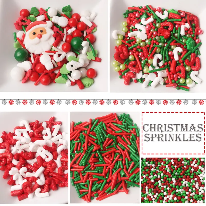 50G Festive Christmas Sprinkles: Candy Cane–Themed Sugar Decorations For Cupcakes And Cookies 1