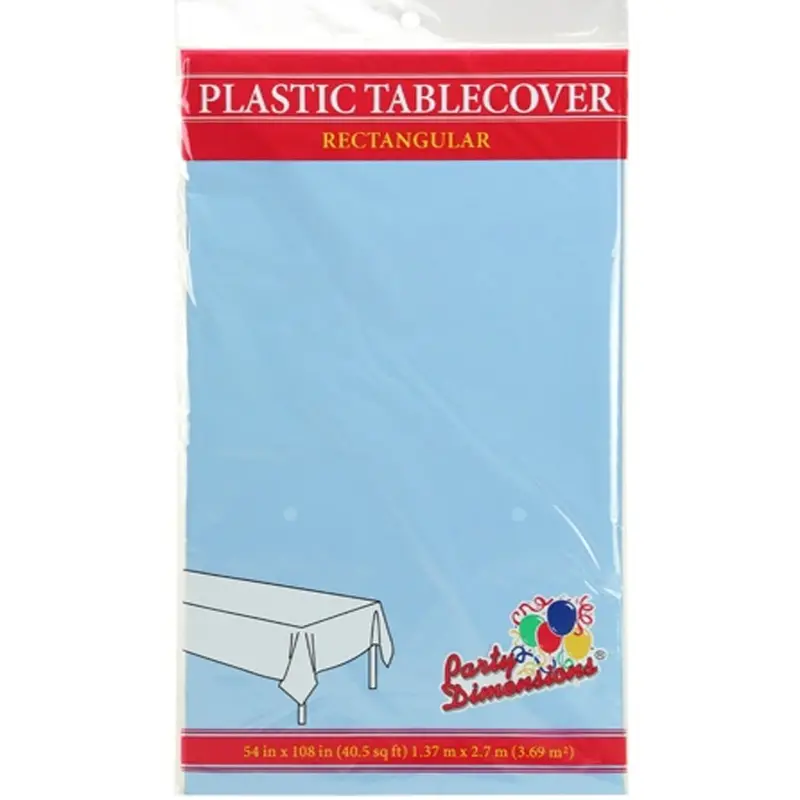 54" X 108" Light Blue Plastic Rectangular Table Cover 1