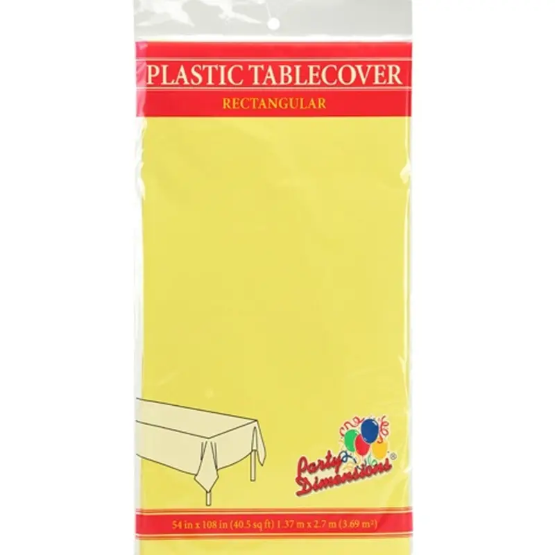 54" X 108" Yellow Plastic Rectangular Table Cover 1
