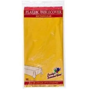 54X108 Inch Sunshine Yellow Rectangular Plastic Table Cover – Cheerful & Eye-Catching 1