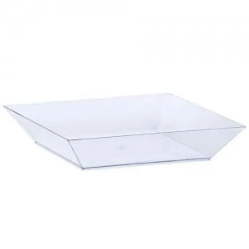 6.75 Inch Square Mini Clear Plastic Tray – Ideal For Appetizers & Condiments 1