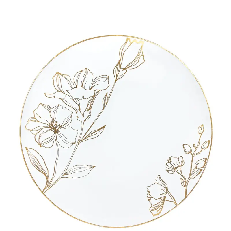 7.5-Inch Antique-Style Gold Floral Plastic Appetizer Or Dessert Plate 1