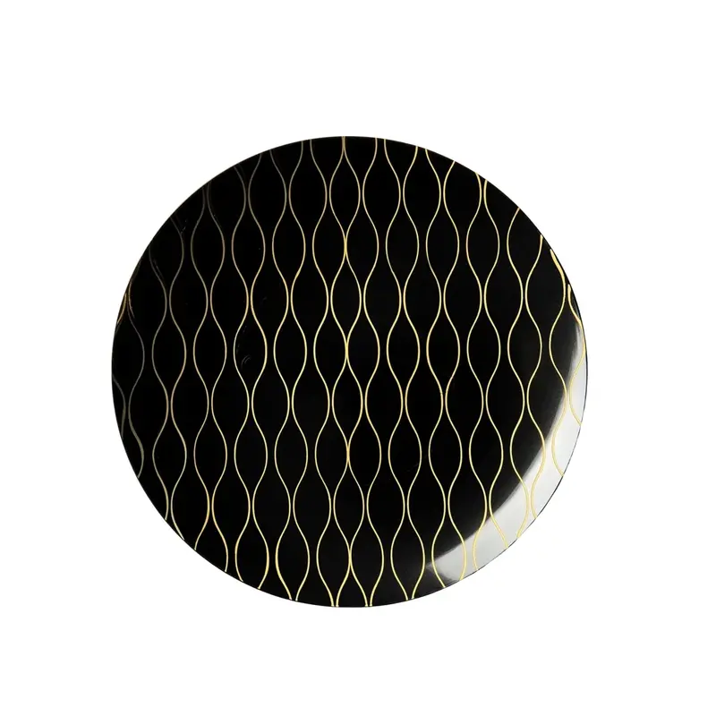7.5-Inch Black-And-Gold Whisk Disposable Dessert Plates – 10-Pack 1