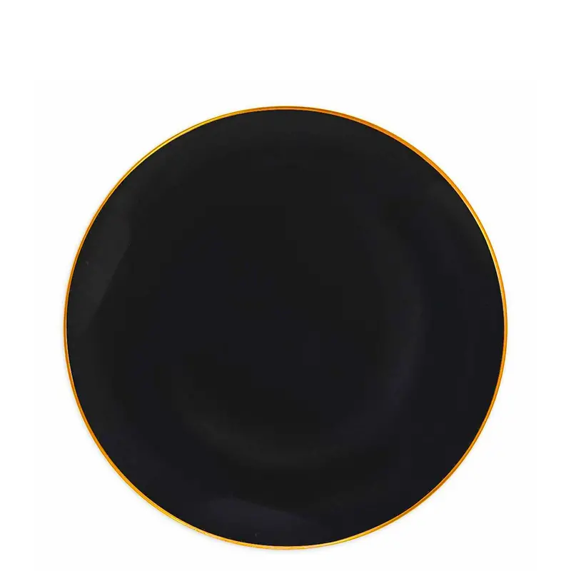 7.5-Inch Organic-Inspired Black-And-Gold Rim Appetizer Plates – Plastic 1