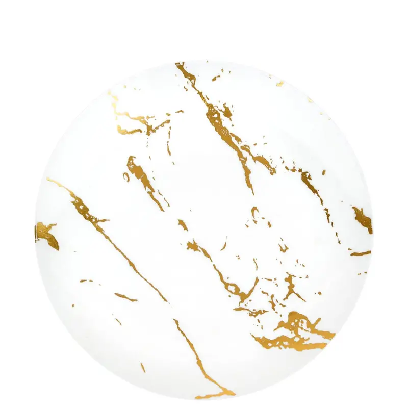7.5-Inch White Plastic Appetizer Or Dessert Plate With Gold Trim 1