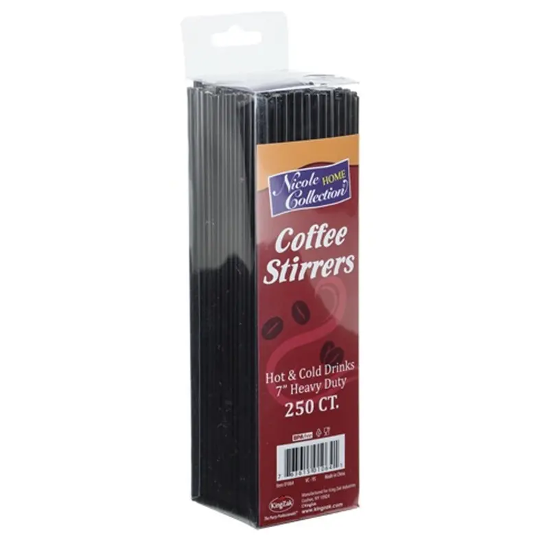 7-Inch Heavy-Duty Black Plastic Coffee Stirrers – Sturdy Straws 1