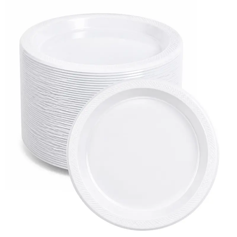 7-Inch White Heavyweight Disposable Plastic Plates – Bulk Pack 1