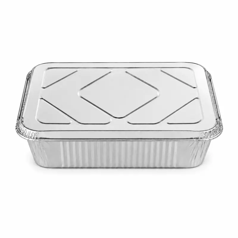 8.25" × 5.75" Disposable Oblong Aluminum Pan (2.25 Lb) With Aluminum Lid 1