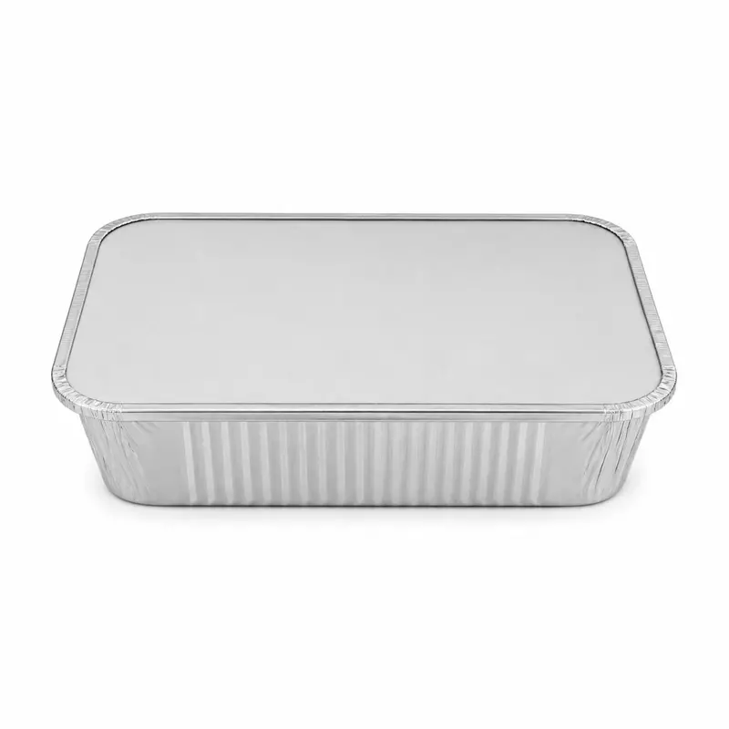8.25" × 5.75" Disposable Oblong Aluminum Pan (2.25 Lb) With Board Lid 1