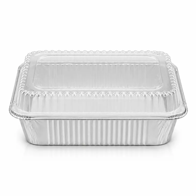 8.25" × 5.75" Disposable Oblong Aluminum Pan (2.25 Lb) With Dome Lid 1