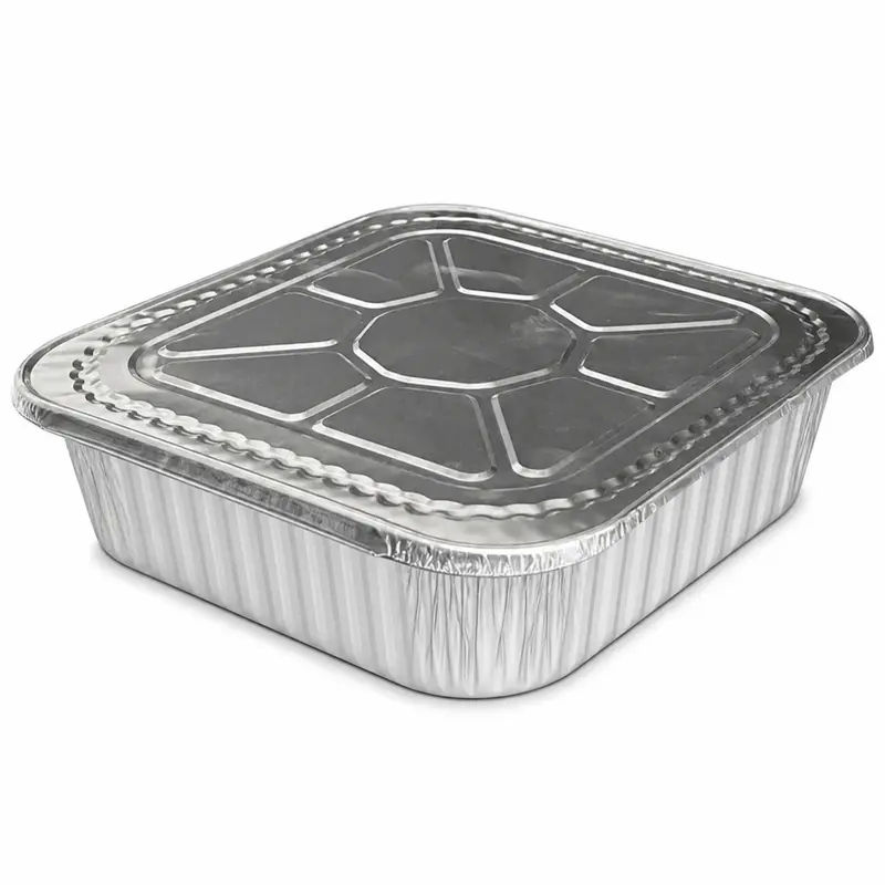 8-Inch Square Deep Disposable Aluminum Pan With Lids 1