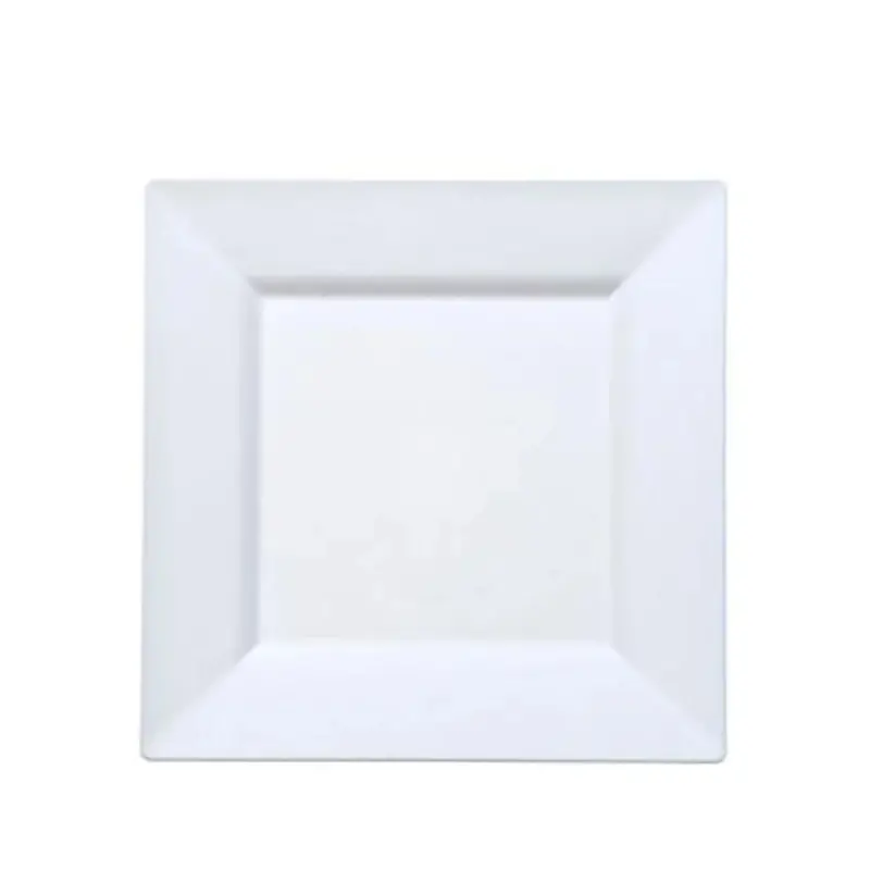 8-Inch White Square Plastic Dinner Plates 1
