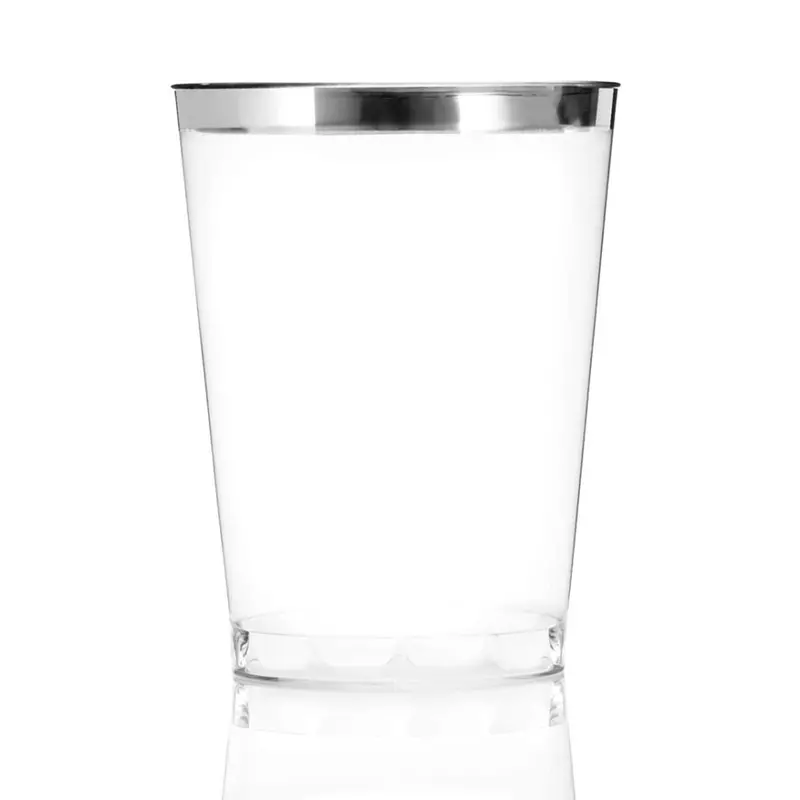 8-Ounce Silver-Rimmed Plastic Tumblers – Bulk Pack 1