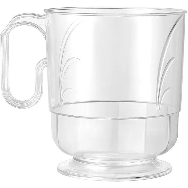 8 Oz Clear Acrylic-Style Plastic Coffee Mug – Crystal-Look Design 1