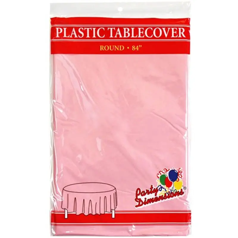 84 Inch Pink Round Plastic Tablecloth – Disposable Elegance For Weddings & Celebrations 1