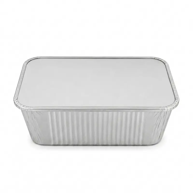 9.5" × 7" Disposable Oblong Aluminum Pan (5 Lb) With Recyclable Board Lid 1