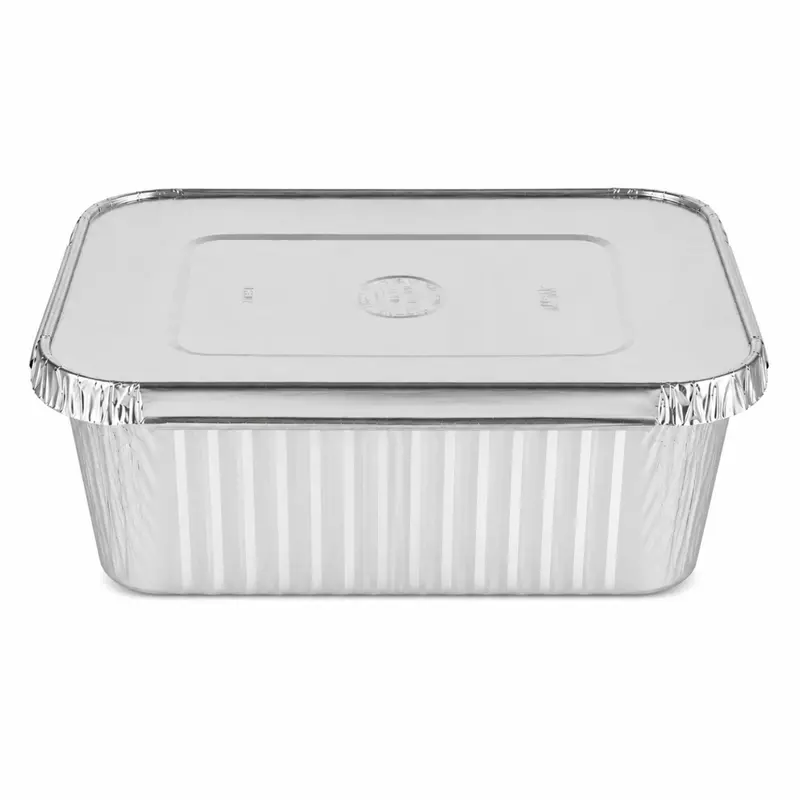 9.5" × 7" Disposable Oblong Aluminum Pan (5 Lb) With Snap-On Aluminum Lid 1