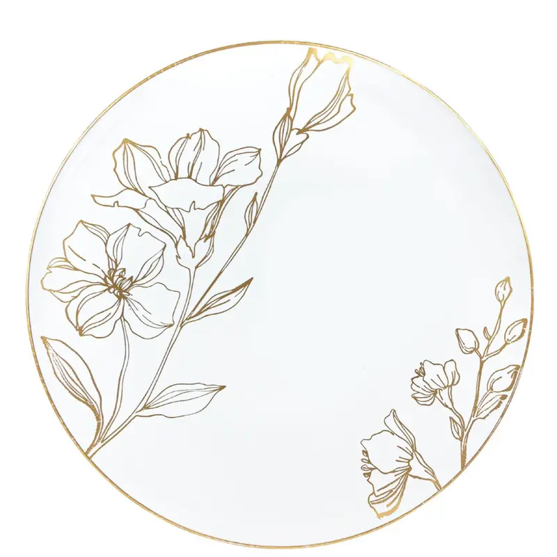 9-Inch Antique-Style Gold Floral Plastic Dinner Plate 1