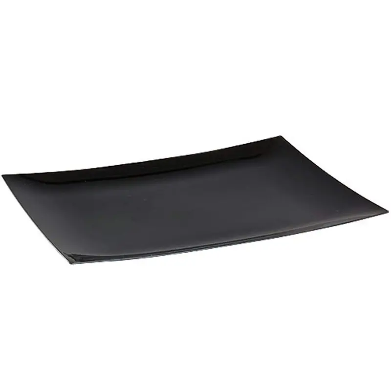 9-Inch Black Rectangular Plastic Salad Plates (10-Pack) 1