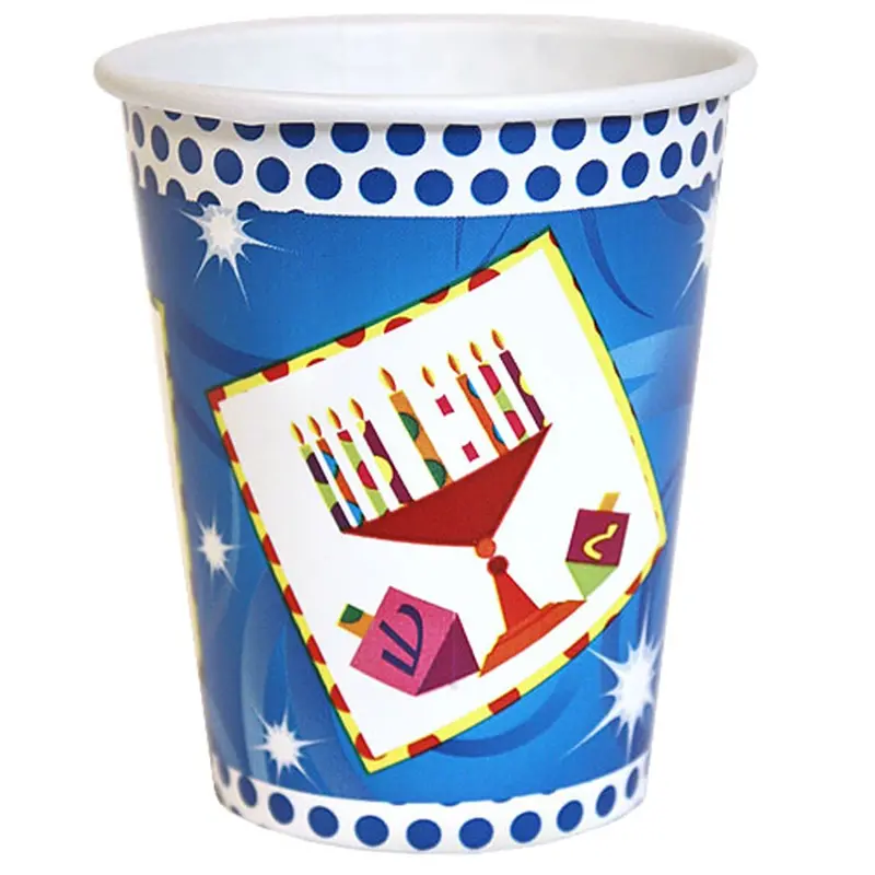 9-Ounce Dual-Use Paper Cup – Hot Or Cold, Chanukah-Themed (24 Count) 1