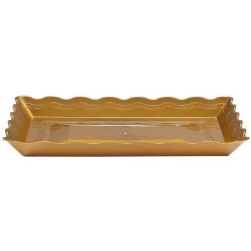 9" X 13" Gold Rectangular Heavy-Weight Plastic Tray 1