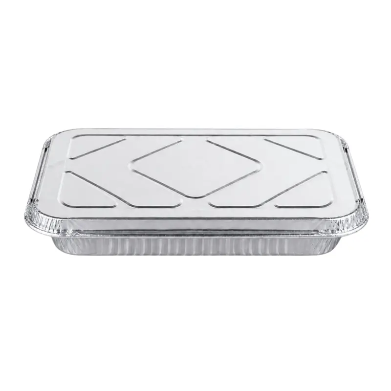 9" × 13" Half-Size Shallow Disposable Aluminum Pan With Aluminum Lid 1