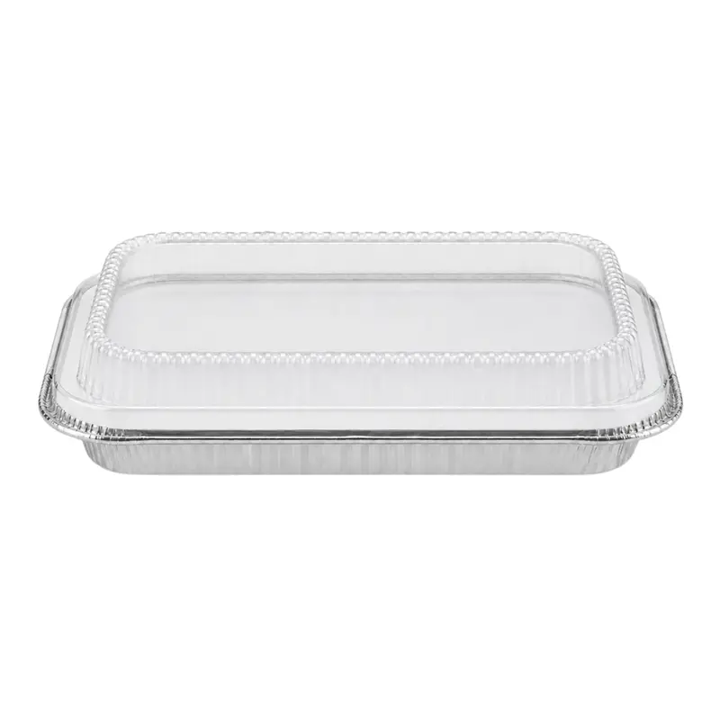 9" × 13" Half-Size Shallow Disposable Aluminum Pan With Dome Lid 1