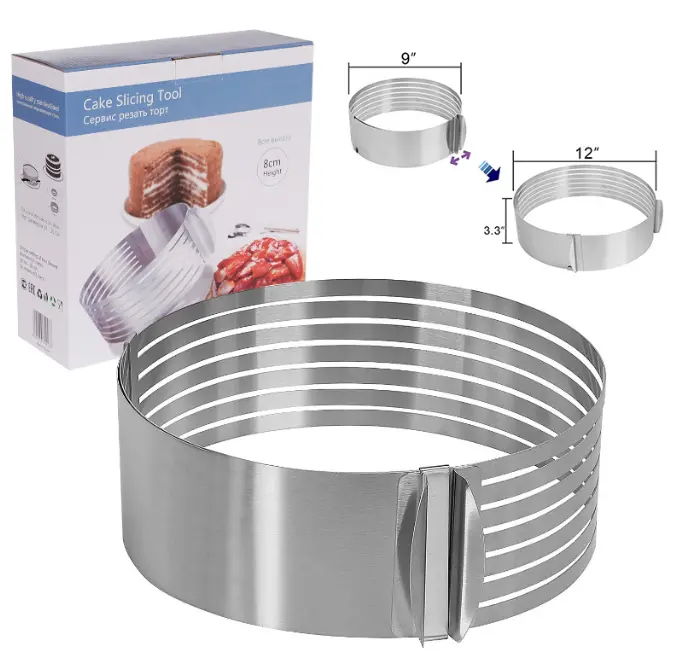 Adjustable Cake Layering Ring Set – Precision Torting & Mousse Ring Tool (9”, 10”, 12”) 1