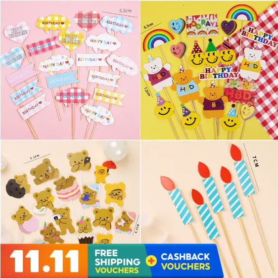 Adorable Bear & Balloon Cake Topper Set – Playful Kids’ Birthday Party Decoration 1