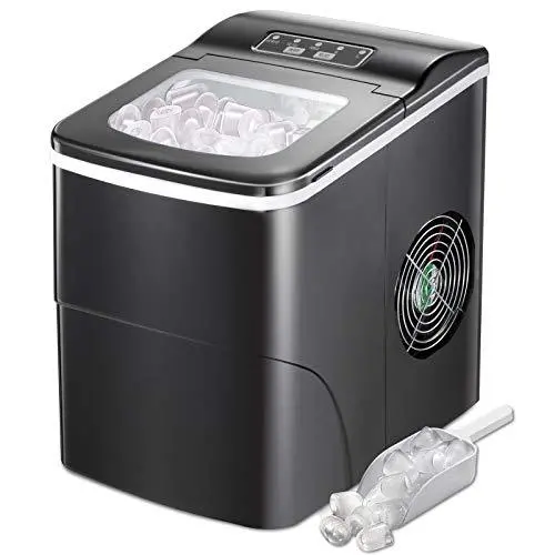 Aglucky Countertop Ice Maker – 26 Lbs/24 Hrs, 6–8-Min Ice Cycle, Includes Scoop & Basket (Black) 1