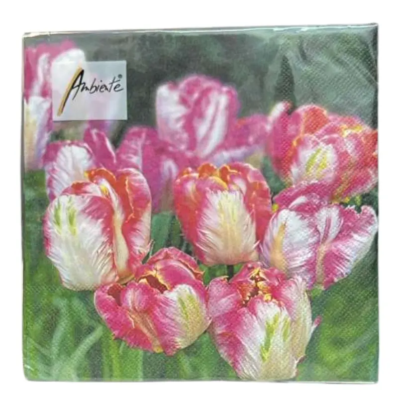 Ambiente Pink & White Tulip Garden Lunch Napkins – 20-Pack Spring Theme 1